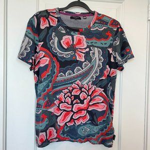 Ted Baker Floral Print T-Shirt Cotton Vacation Travel, Sz M